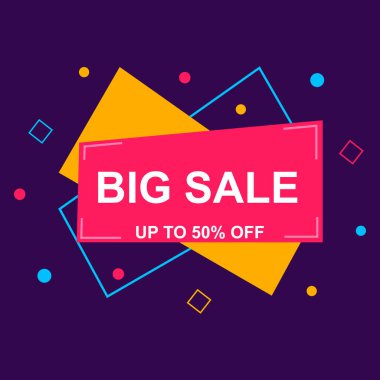 Özel teklif,% 50 'ye varan indirimli pankart indirimi, indirimli şablon, soyut geometrik arkaplan, vektör illüstrasyonu