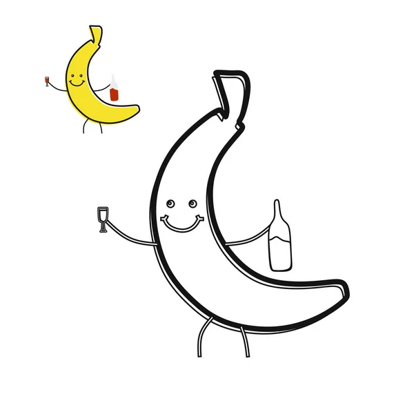 Banane Zeichentrickfigur Vektor Illustration — Stockvektor