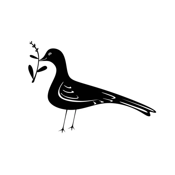 Ilustración Silueta Pájaro Sobre Fondo Blanco Vector — Archivo Imágenes Vectoriales