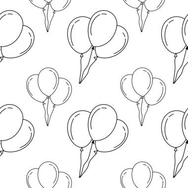 Doğum günü doğrusal balonu kusursuz desen. Balonsuz desen, parmak izi için arka plan. vektör illüstrasyonu