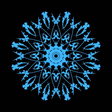 Mavi Süslü Çember. Baskı için dantelli süs. vektör eps10.