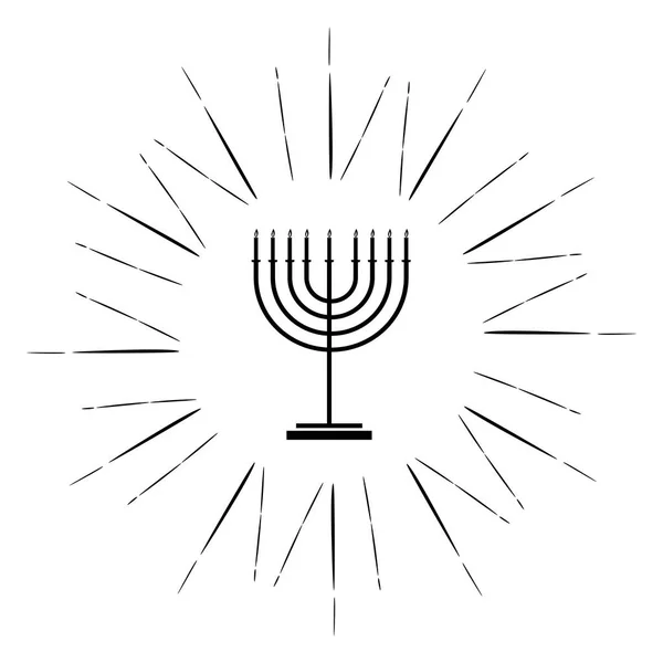 Svart Hanukkah Menorah Ikon Isolerad Vit Bakgrund Religionsikonen Hanukkah Traditionell — Stock vektor