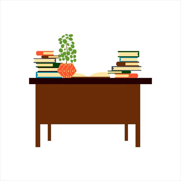 Books Table Books Lie Steel One Open Design Readers Many — Stock Vector