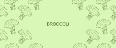 Brokoli deseni. Doğrusal Brokoli yeşili desen, parmak izi için arka plan. vektör illüstrasyonu
