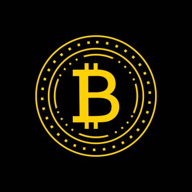 Bitcoin sembolü. Kripto para birimi ve engelleme zinciri kavramı. Şifreli para birimi. iş, teknoloji ve internet. 