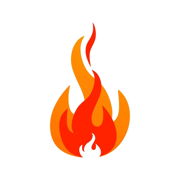 燃烧着 燃烧着的火焰图标 炽热的火焰符号热危险和警告信号 摘要简易篝火象形文字 易燃的警告 在白色背景上孤立的平面图形矢量图 — 图库矢量图片