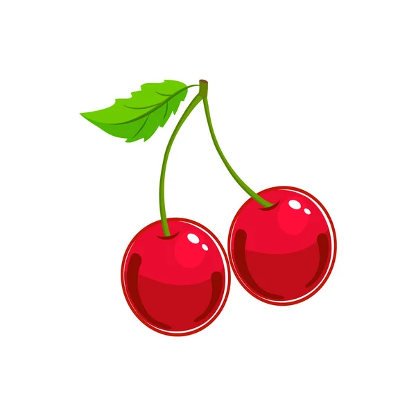 Červené Třešně Ovoce Izolované Bílém Pozadí — Stockový vektor