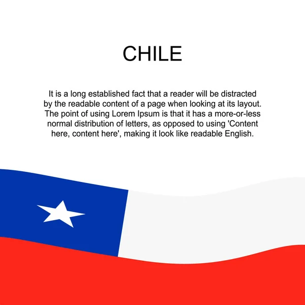 Flagga Chile För Banner Fyrkantig Vit Bakgrund Chile Flagga Med — Stock vektor