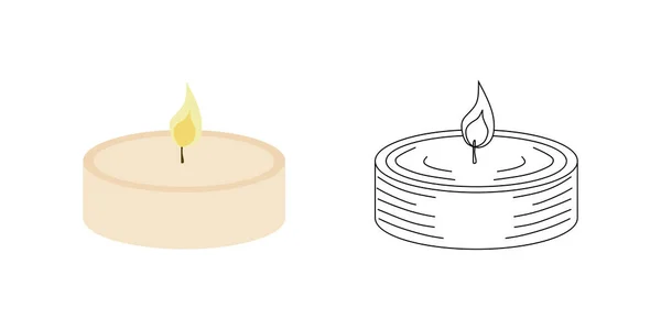 Κεριά Επίπεδο Και Γραμμικό Ύφος Που Απομονώνονται Λευκό Κεριά Μίνιμαλ — Διανυσματικό Αρχείο