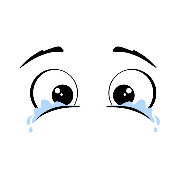 Desenhos Animados Chorando Olhos Isolados Fundo Branco Chorando Ilustração Olhos — Vetor de Stock
