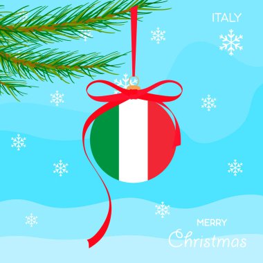 İtalya bayrağıyla Noel balosu, vektör nesneler, Noel balosu ve İtalya bayrağı ile Xmas tasarımı