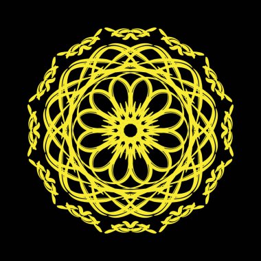 Dairesel altın süs. Retro dekorasyon çemberi altın renginde. vektör illüstrasyonu