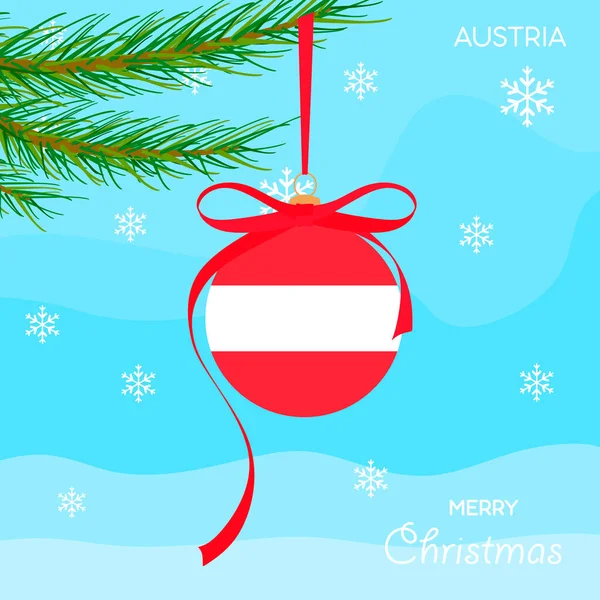 Boule Noël Avec Drapeau Autriche Fond Design Noël Avec Des — Image vectorielle