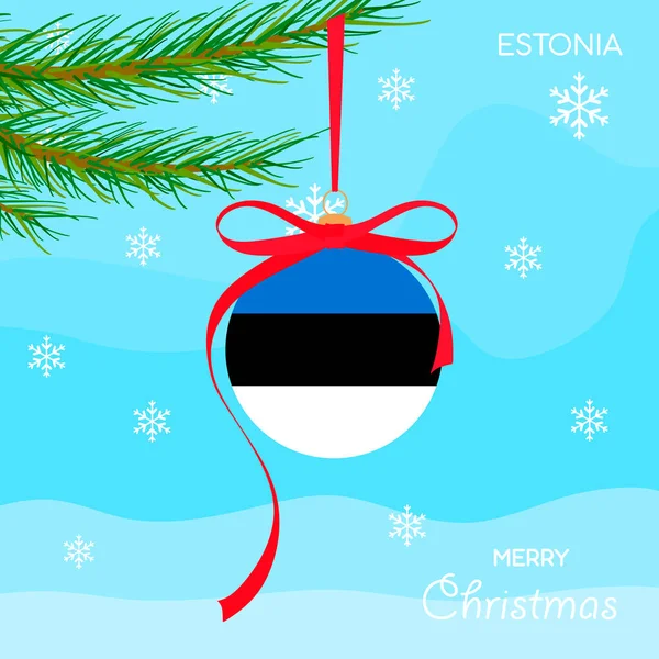 Boule Noël Avec Drapeau Estonie Fond Design Noël Avec Des — Image vectorielle