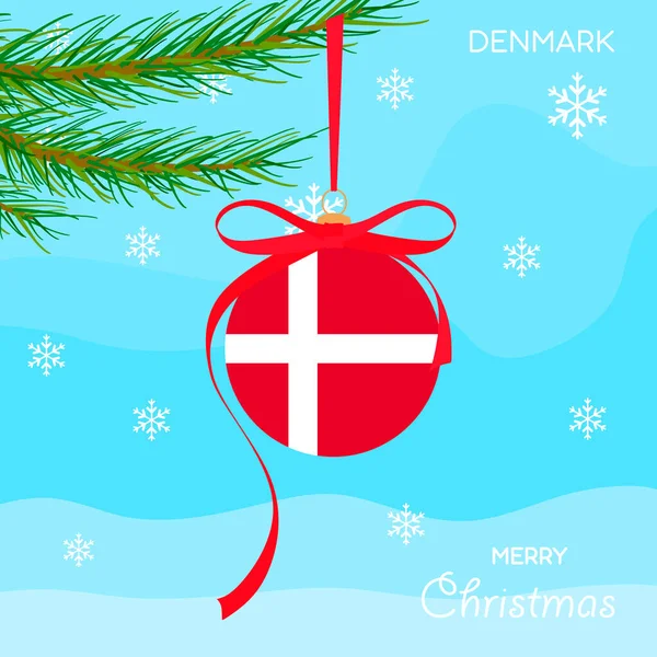 Рождественский Бал Флагом Дании Рождественский Дизайн Фона Векторными Объектами Рождественский — стоковый вектор