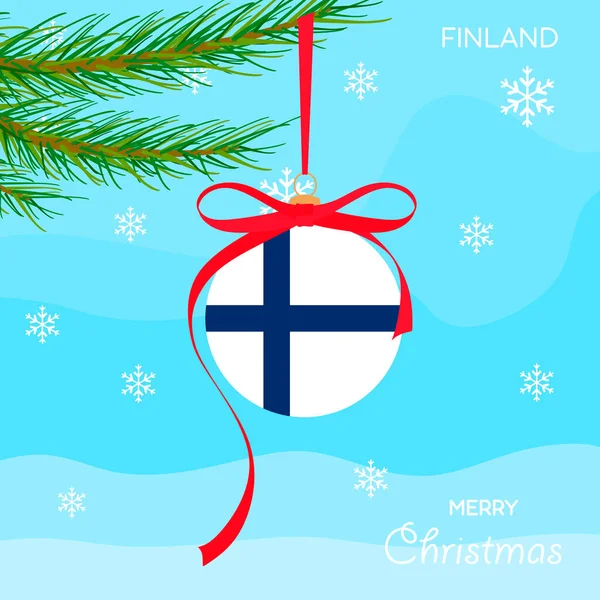 Juleball Med Finlands Flagg Bakgrunn Fra Julenes Utforming Vektorobjekter Juleball – stockvektor