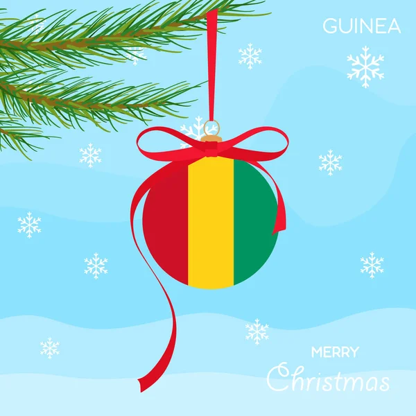 Boule Noël Avec Drapeau Guinée Fond Design Noël Avec Des — Image vectorielle