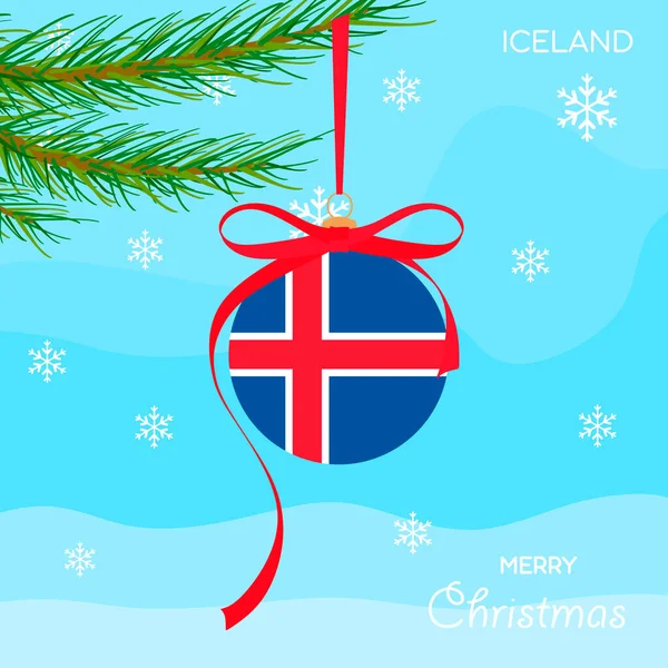 Bożonarodzeniowa Piłka Flagą Islandii Tło Projektu Xmas Wektorowymi Przedmiotami Świąteczna — Wektor stockowy