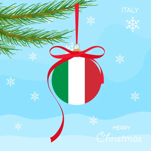 イタリアの国旗を持つクリスマスボール ベクトルオブジェクトを持つクリスマスデザインの背景 クリスマスボールとイタリアの旗 — ストックベクタ