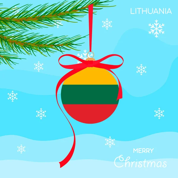 Boule Noël Avec Drapeau Lituanie Fond Design Noël Avec Des — Image vectorielle