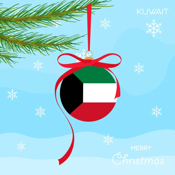 Boule Noël Avec Drapeau Koweït Fond Design Noël Avec Des — Image vectorielle