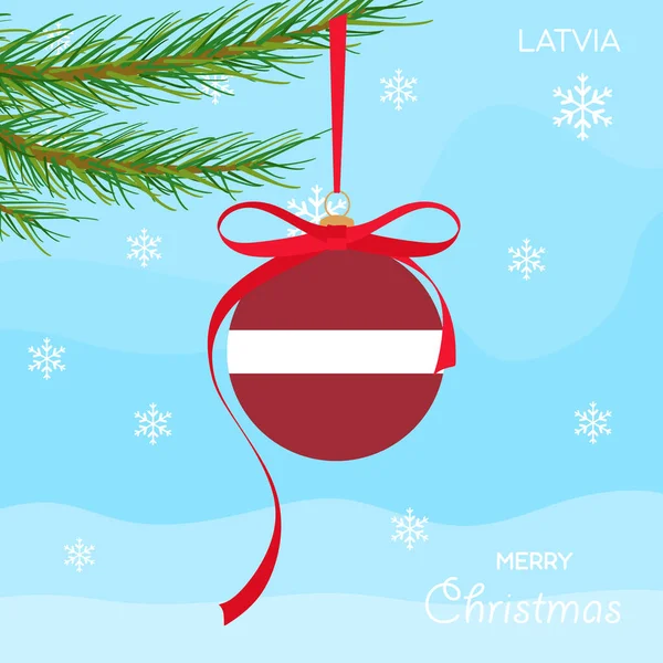 Boule Noël Avec Drapeau Lettonie Fond Design Noël Avec Des — Image vectorielle