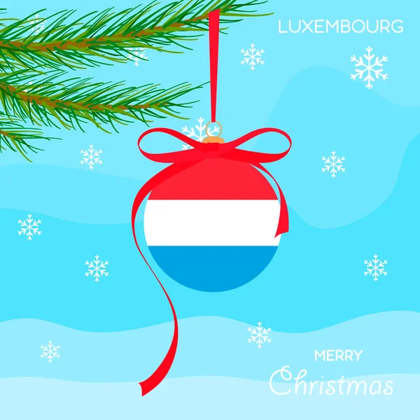 Boule Noël Avec Drapeau Luxembourg Fond Design Noël Avec Des — Image vectorielle