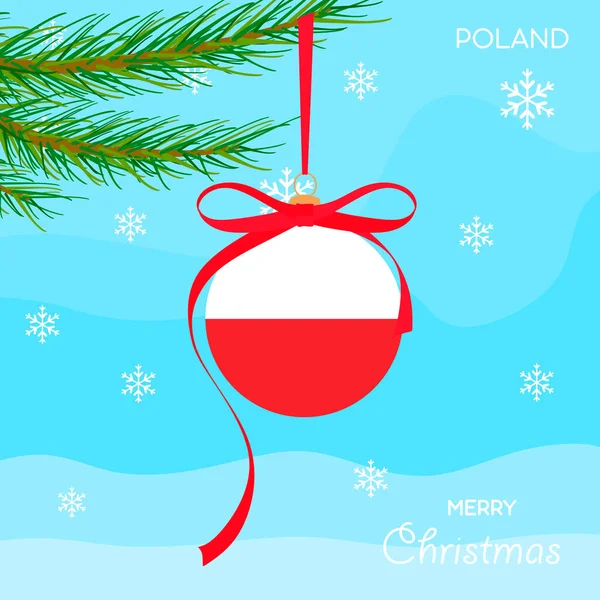 Boule Noël Avec Drapeau Pologne Fond Design Noël Avec Des — Image vectorielle