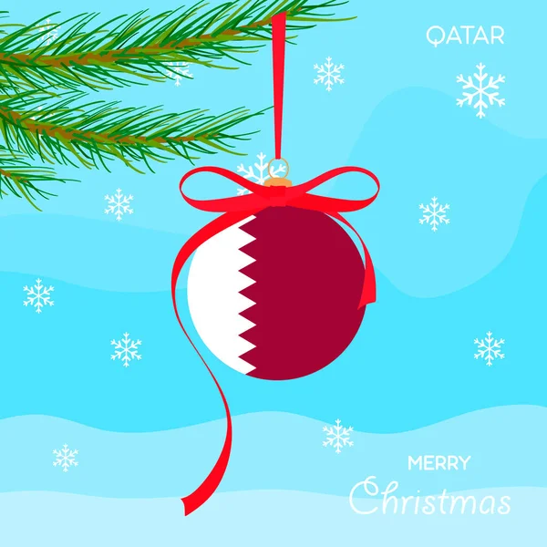 Boule Noël Avec Drapeau Qatar Fond Design Noël Avec Des — Image vectorielle