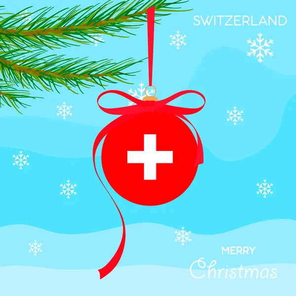 Boule Noël Avec Drapeau Suisse Fond Design Noël Avec Des — Image vectorielle