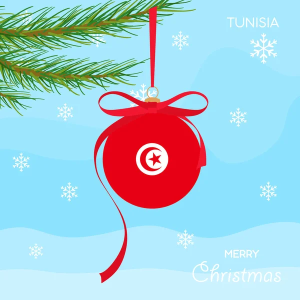 Boule Noël Avec Drapeau Tunisie Fond Design Noël Avec Des — Image vectorielle