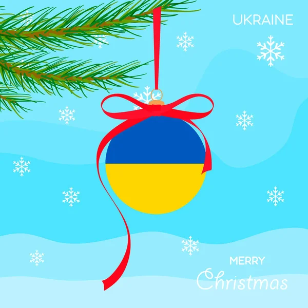 Bola Navidad Con Bandera Ucrania Fondo Diseño Navidad Con Objetos — Vector de stock