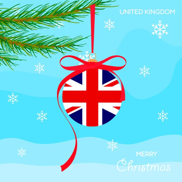Рождественский Бал Флагом Великобритании Рождественский Дизайн Фона Векторными Объектами Рождественский — стоковый вектор