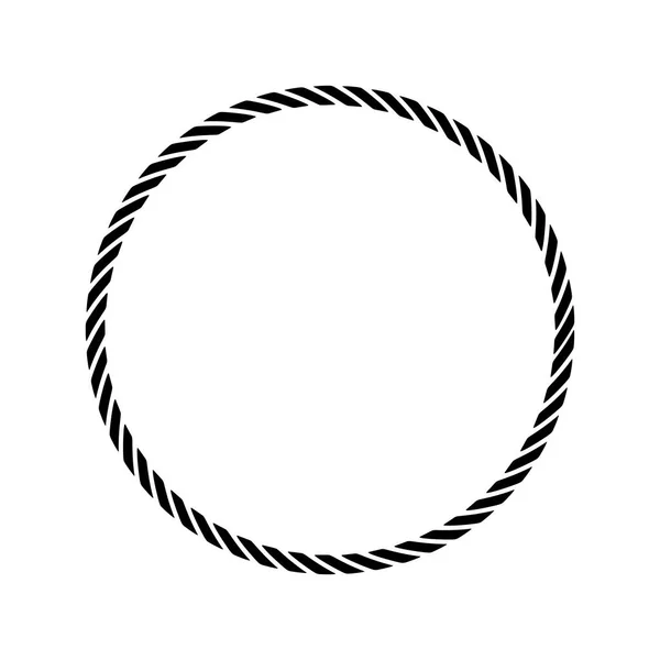 圆绳黑色单色轮廓 白色背景上孤立的平面矢量图解 — 图库矢量图片