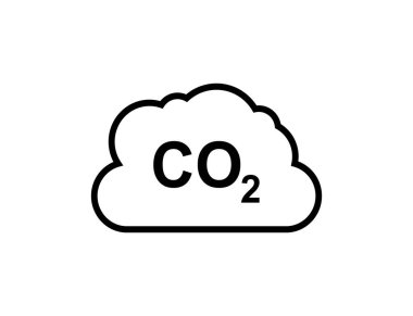 CO2 emisyon simgesi. Karbondioksit kirliliği. Ekoloji ve çevre sembolü. Düz biçimdeki izole vektör resmi