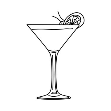Kokteyl camı izole edilmiş ikon vektör çizim grafiği