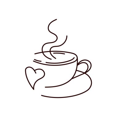kahve fincanı kalp vektör çizim tasarımı