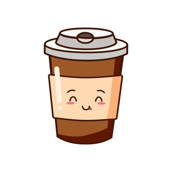 Векторна Ілюстрація Милий Щасливий Персонаж Чашки Кави — стоковий вектор