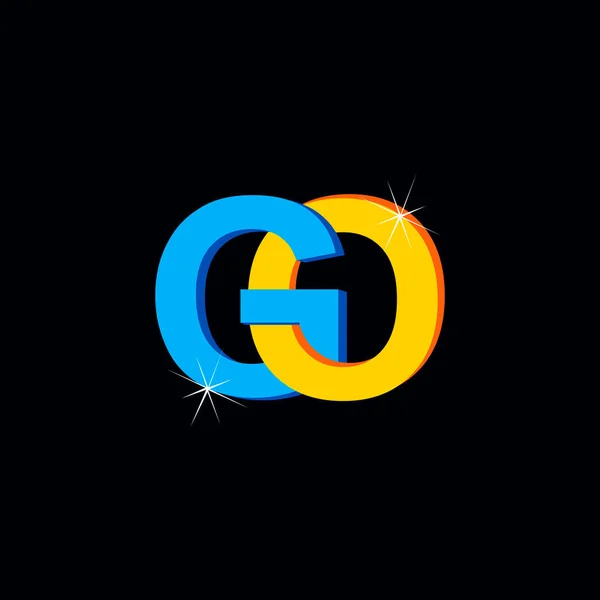 Harfi Logo Tasarım Vektör Şablonu Siyah Arkaplanda Soyut Mavi Morumsu — Stok Vektör