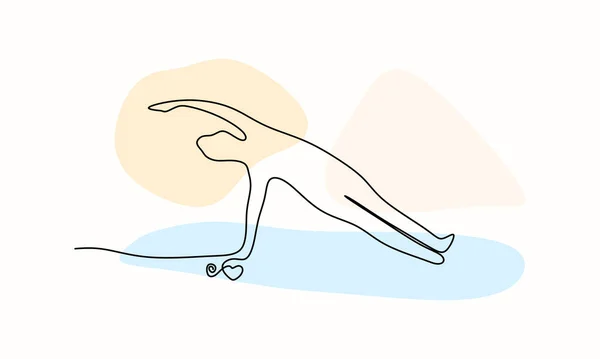 Disegno Continuo Una Linea Donna Yoga Minimalista Disegnato Mano Illustrazione — Vettoriale Stock