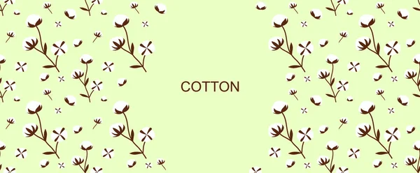 Motif Floral Sans Couture Avec Boutons Coton Fleurs Feuilles Pour — Image vectorielle