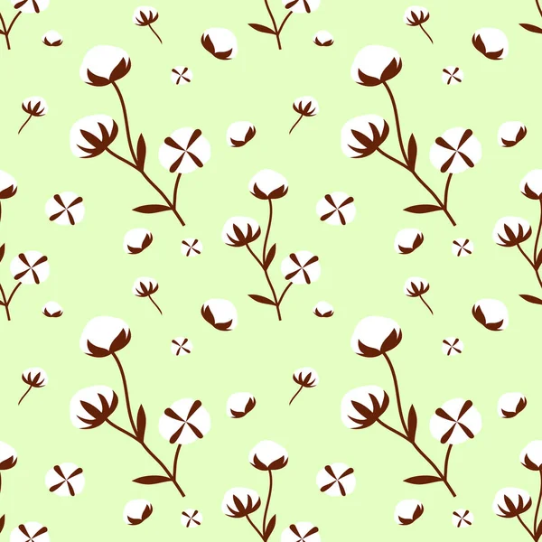 Patrón Sin Costuras Con Brotes Algodón Dibujados Mano Fondo Floral — Vector de stock