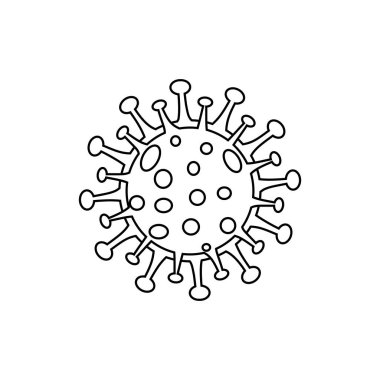 COVID-19 vektör çizim sembolü. Coronavirus konsepti, beyaz arka planda virüs silueti. Sanat dokusu arka plan vektörü. Vektör geometrik bakteri.
