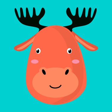 şirin geyik başı vektör çizimi tasarımı