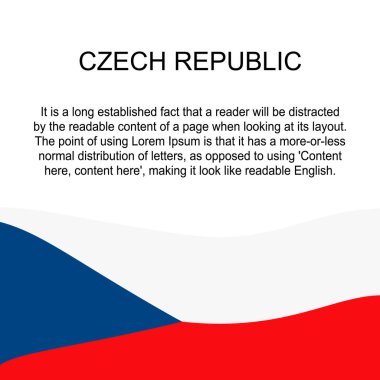 Kare beyaz arka plandaki pankart için Çek Cumhuriyeti bayrağı. Yazı için yeri olan Çek Cumhuriyeti bayrağı. Üzerinde bayrak olan Çek Cumhuriyeti kare pankartı. Vektör illüstrasyon eps10