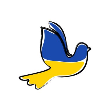 Ukrayna bayrağı renginde güvercin kuşu. Güvercin ve Bayrak Ukrayna Tasarımı.