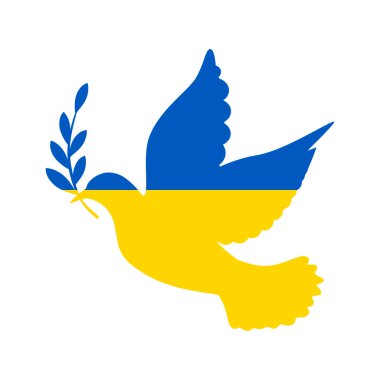 Barış ve Ukrayna bayrağının güvercin sembolü