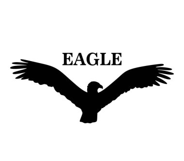 kartal kanatlı siyah beyaz siluet, vektör illüstrasyon