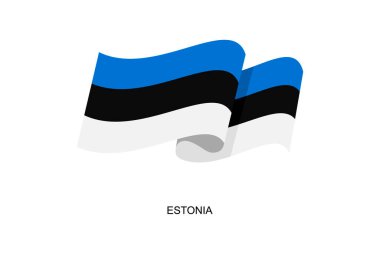 Estonya bayrak vektörü. Beyaz arka planda Estonya bayrağı. Vektör illüstrasyonu E10