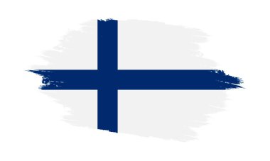 Finlandiya Vekil Bayrağı. Grunge Finlandiya Bayrağı. Grunge desenli Finlandiya Bayrağı. Vektör illüstrasyonu